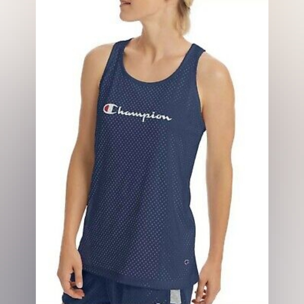 Champion Reversible Mesh Jersey Tank Top (Navy Blue)